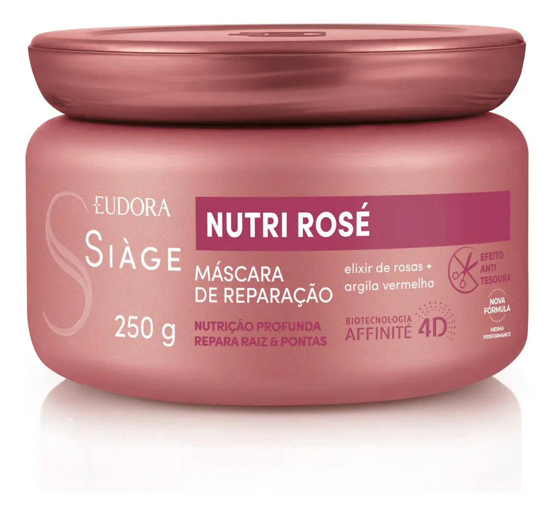Máscara de Reparação Siáge Eudora Nutri Rose Hidratação 250mL Cabelos Danificados
