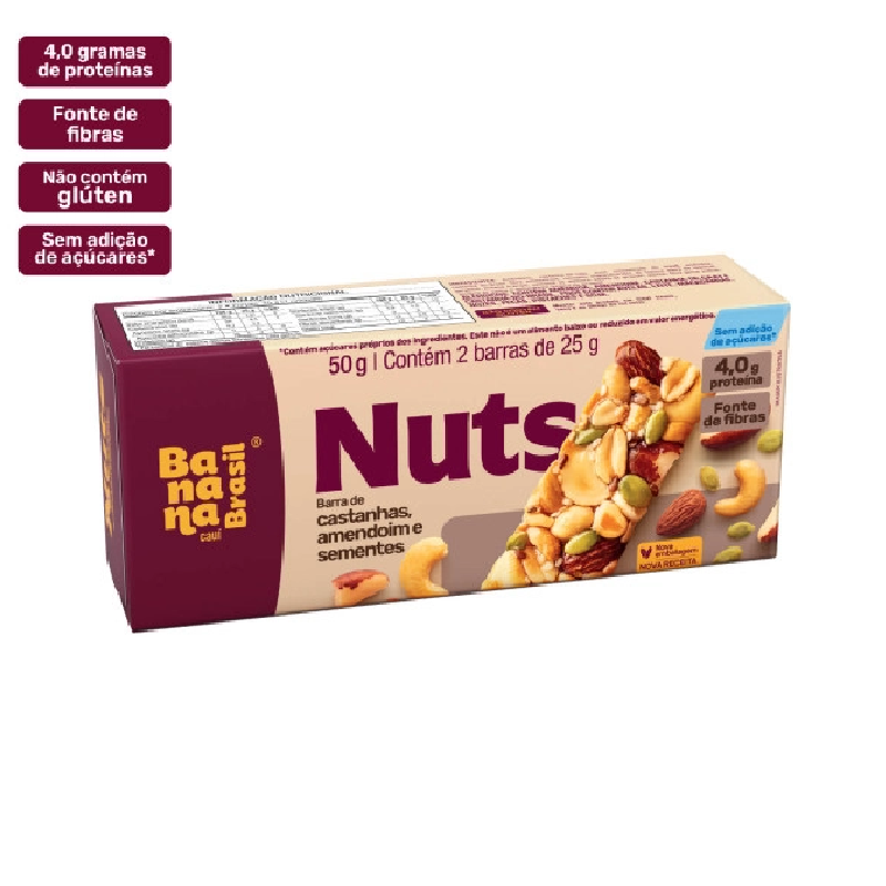 Banana Brasil Nuts Castanhas e Sementes Caixa com 2Un de 25g