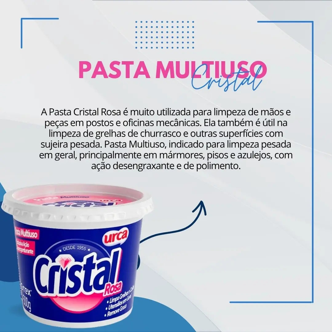 Sabão Em Pasta Cristal Rosa 500g Limpeza Multiuso