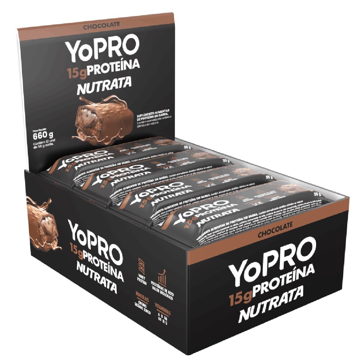 YoPRO Protein Bar and Nutrata Chocolate 15g - 12 units