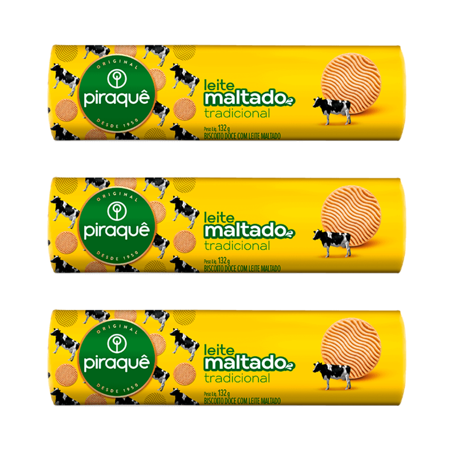 Piraquê Biscoito Leite Maltado (3x132g)