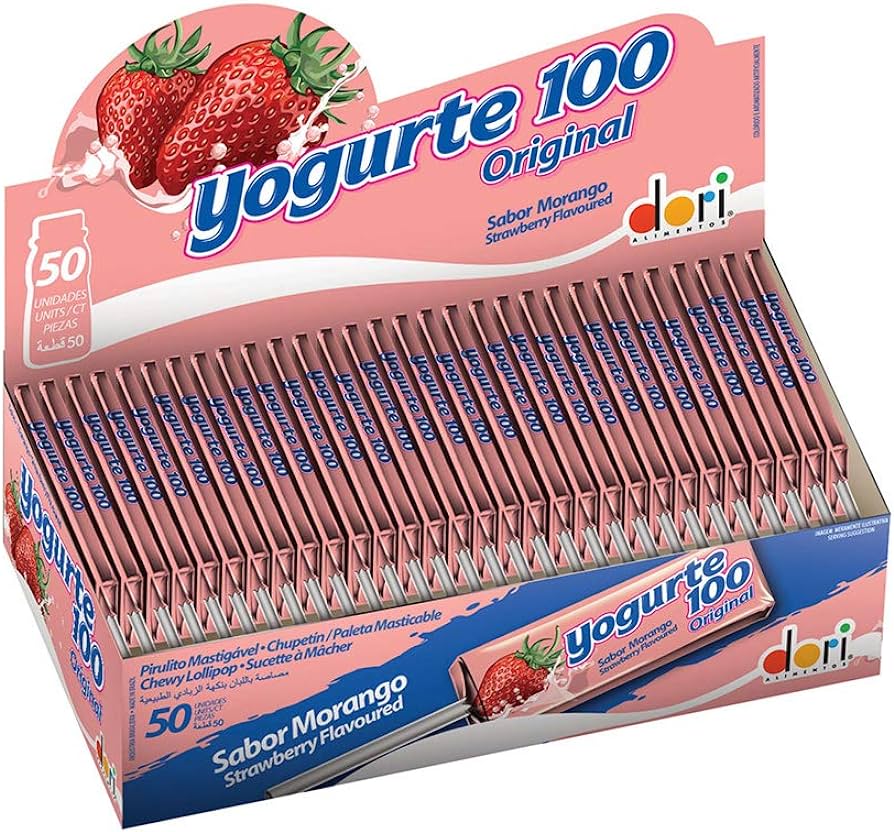 Pirulito Mastigável Yogurte 100 Chewy Lollipop Caixa com 50 Unidades (560g)