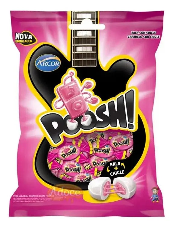 Bala Poosh Tutti Frutti Com Recheio De Chiclete 500g