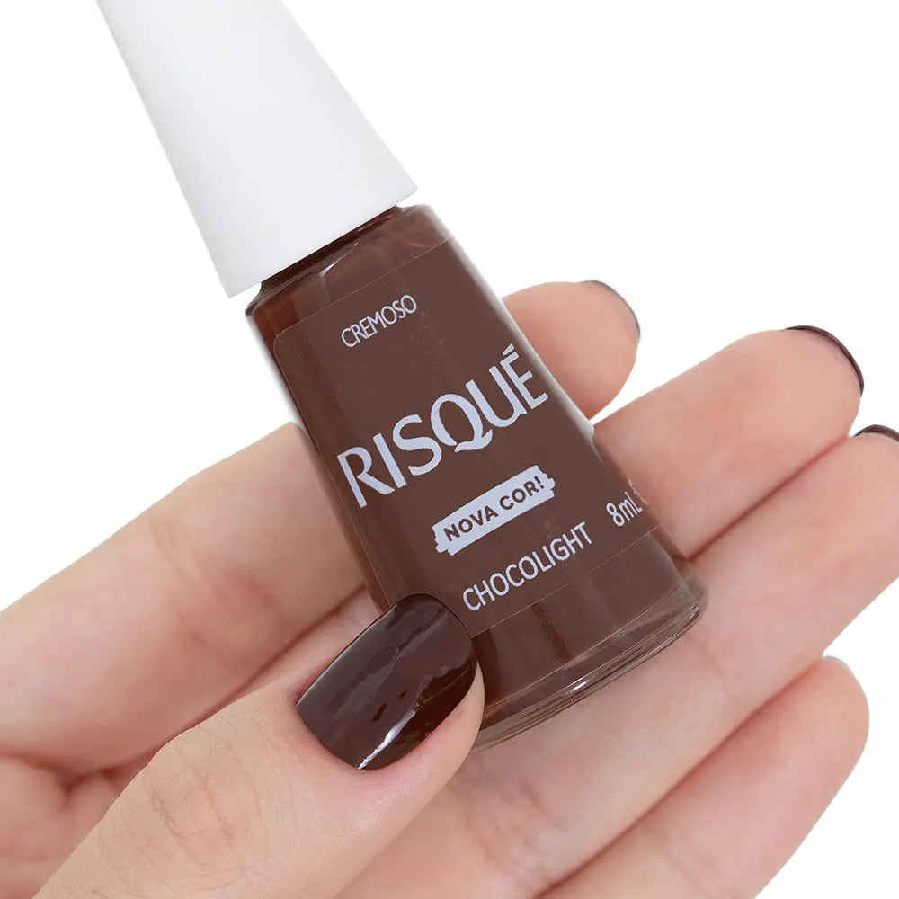 Risqué Esmalte Cremoso: Marrom Chocolight (8ml)