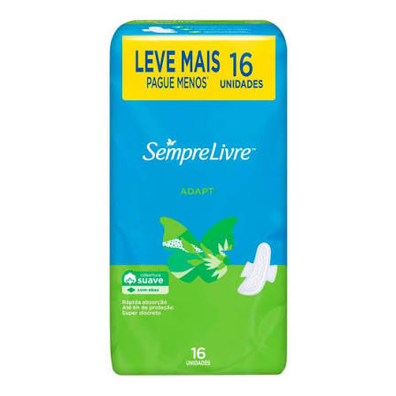 Absorvente Sempre Livre Adapt Suave com Abas - 16 Unidades