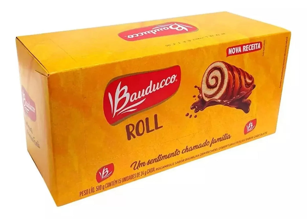 Bolinho roll Chocolate Bauducco Caixa 15 x 34 Gr.