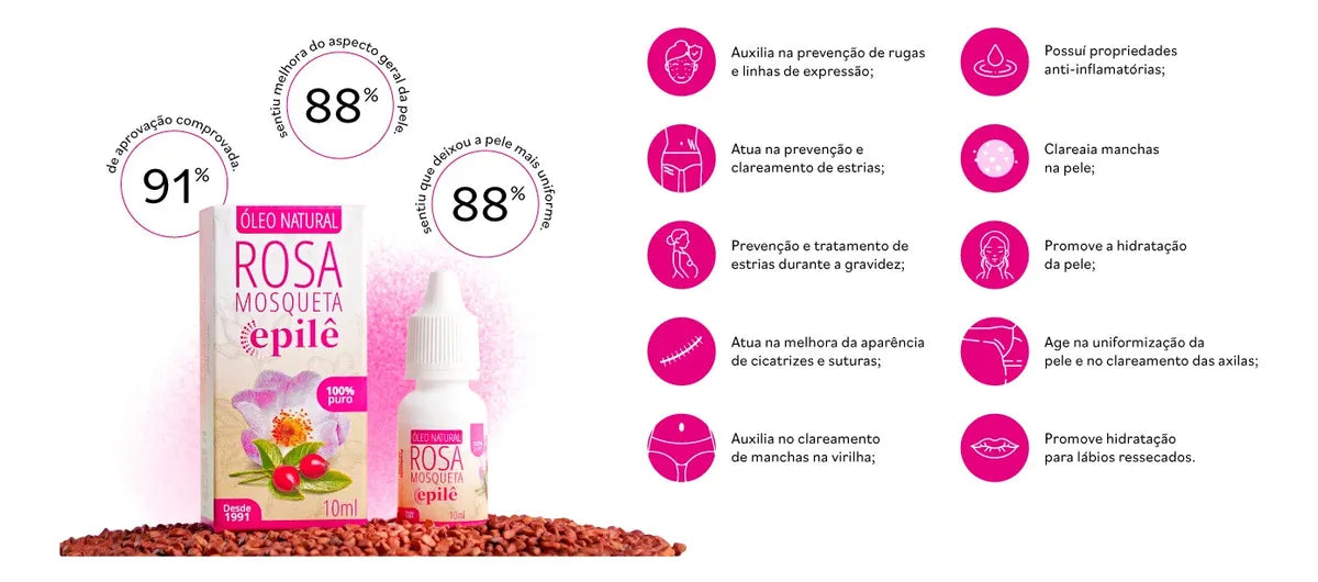 Óleo Natural Rosa Mosqueta Epilê 100% Puro 10ml Rugol