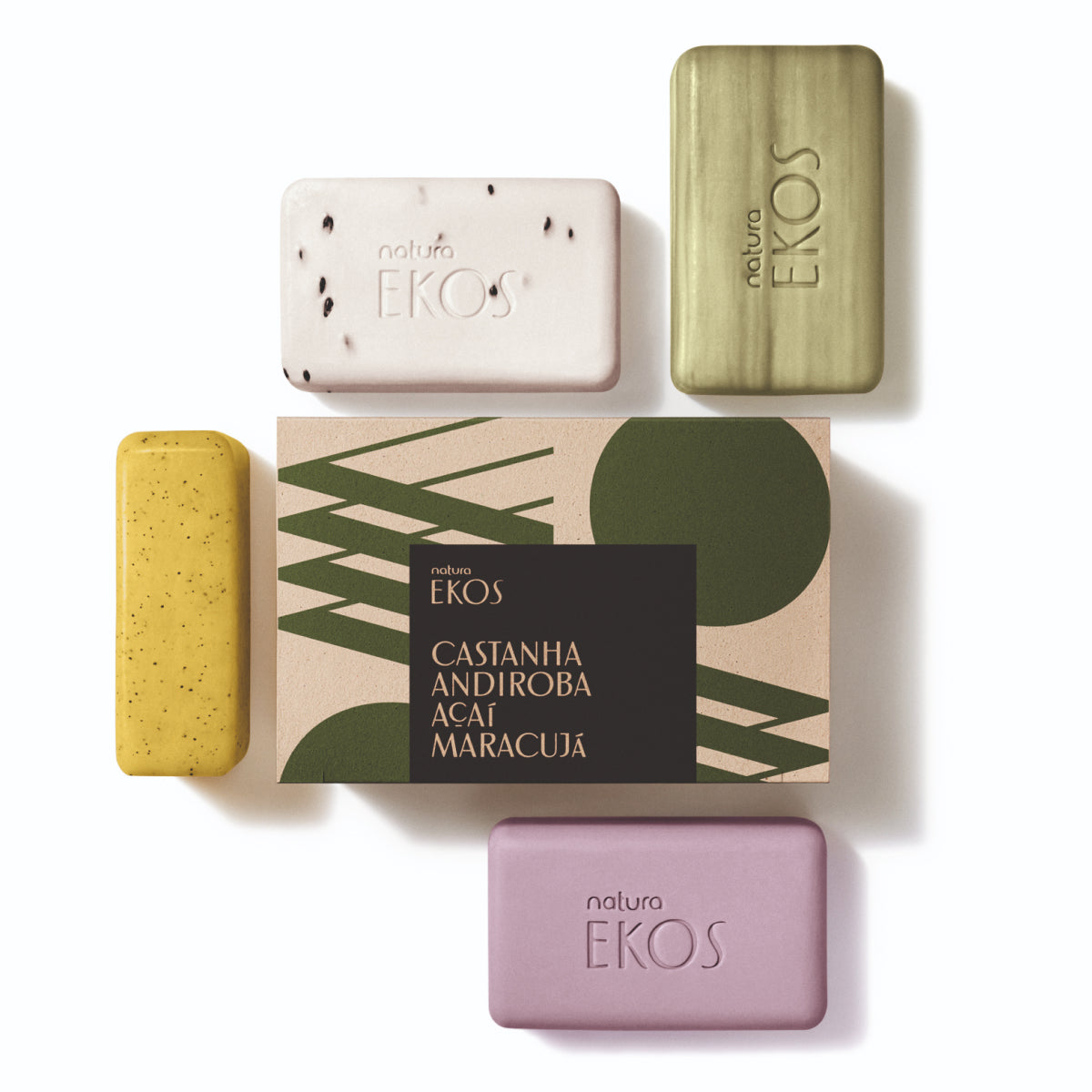 Natura Sabonete Ekos em Barra: Açaí ,Maracujá, Andiroba, Castanha (4x100g)
