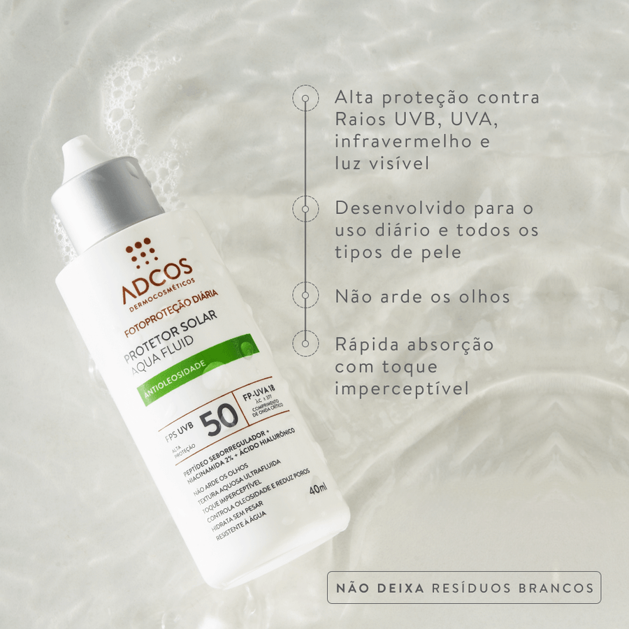 Protetor Solar Aqua Fluid FPS 50 - Unidade (40ml) - Cores: