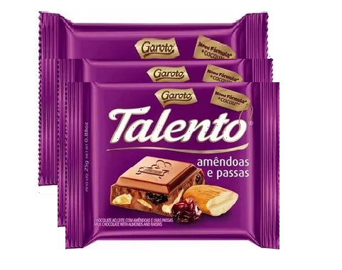 Chocolate Talento Tablete Amêndoas e Passas 3 x 90g