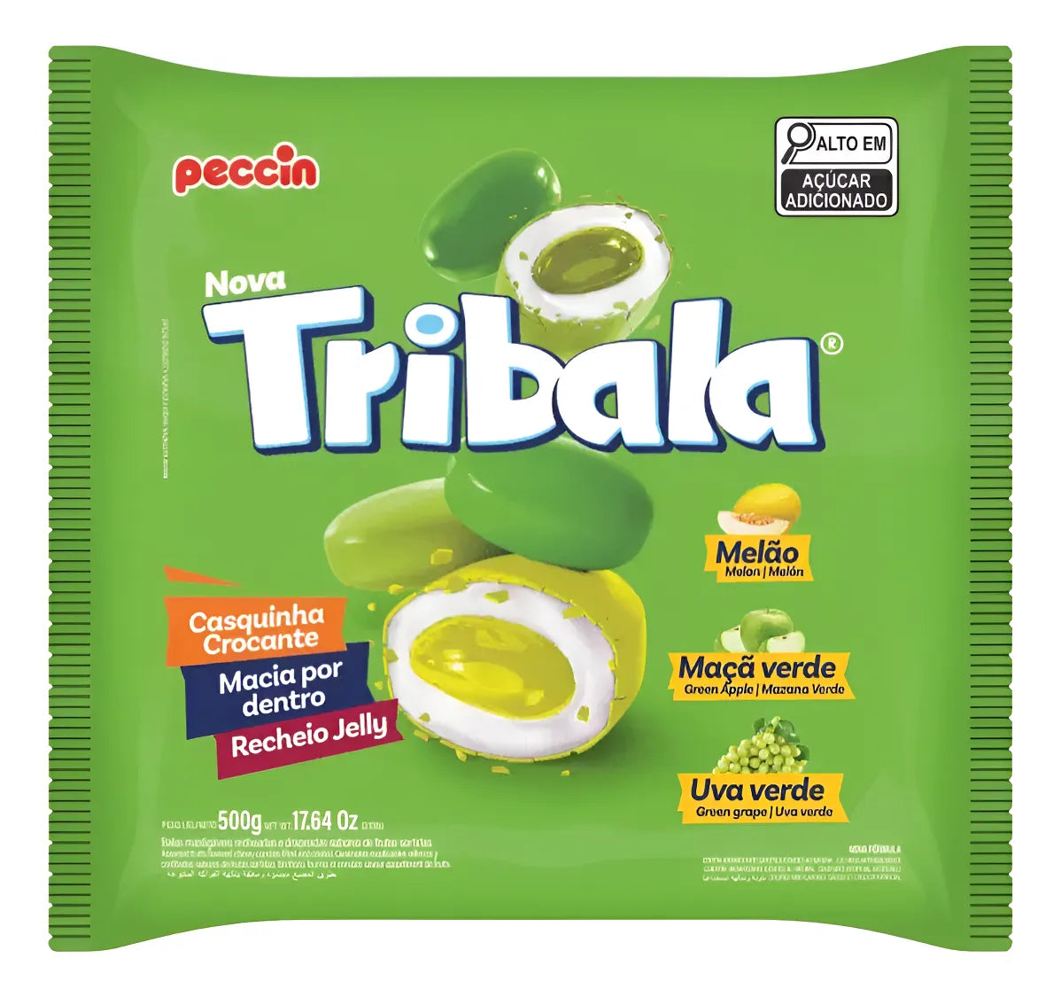 Bala Mastigavel Tribala Peccin Sortida Verde - 500 Gr