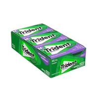 Trident Chiclete Menta Verde Sem Açúcar - Caixa com 12 pacotes de 14 unidades cada (302,4g)