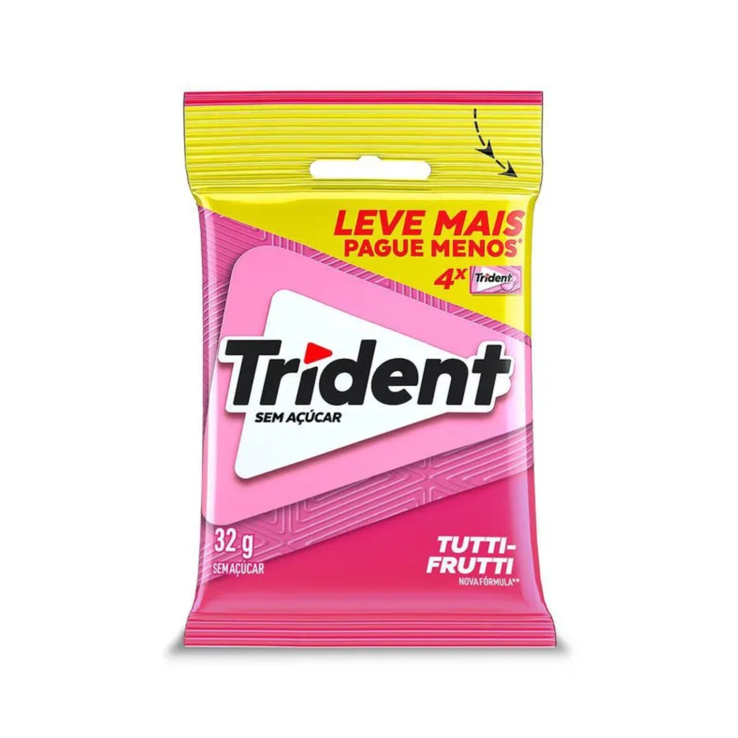 Trident Bag Tutti-Frutti Sem Açúcar 4 Unidades (32g)