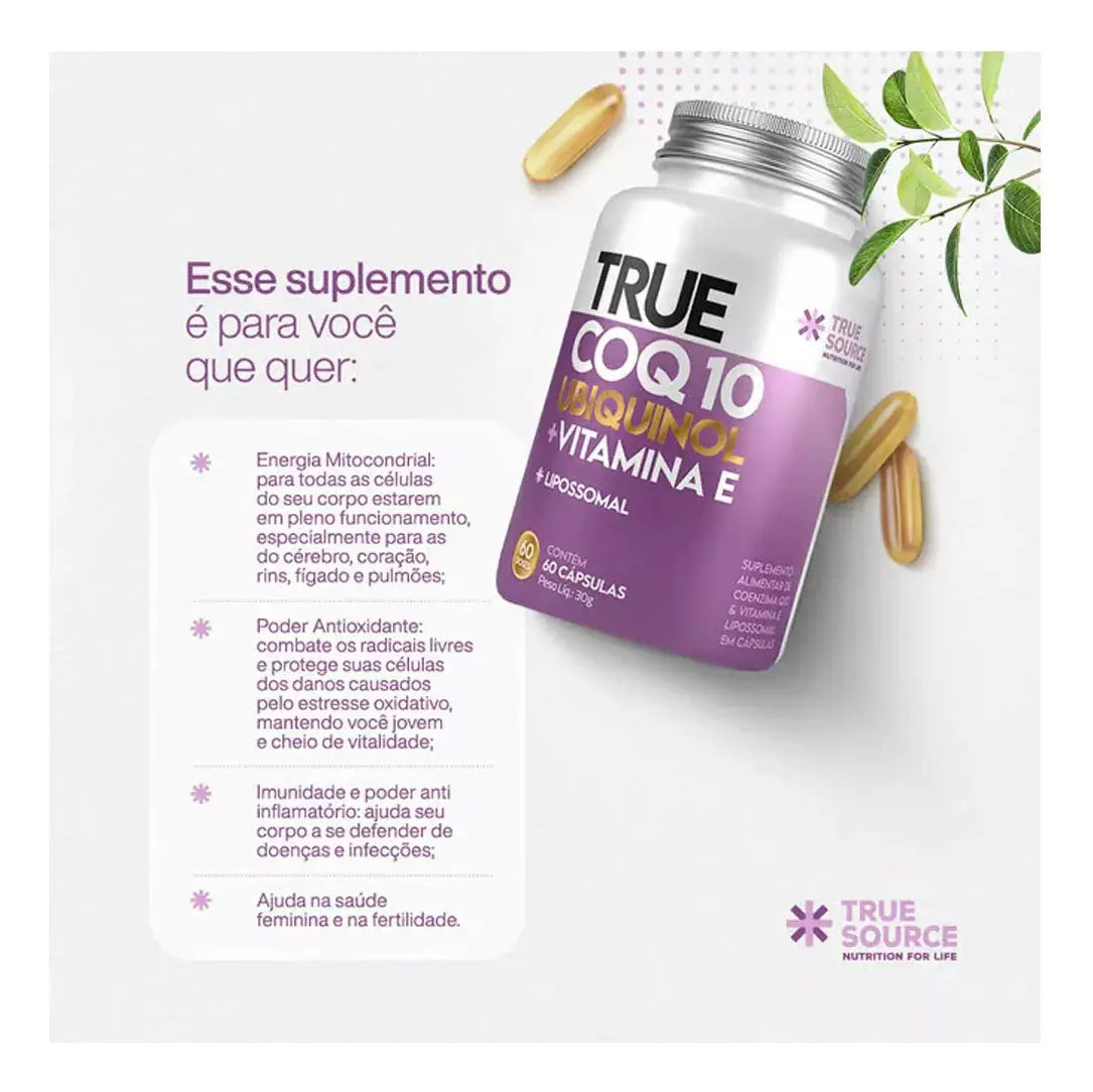 True COQ10 Ubiquinol True Source 60 Cápsulas (30g)