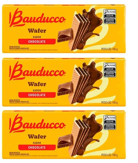 Biscoito Wafer Recheio Chocolate Bauducco 3 x 140g
