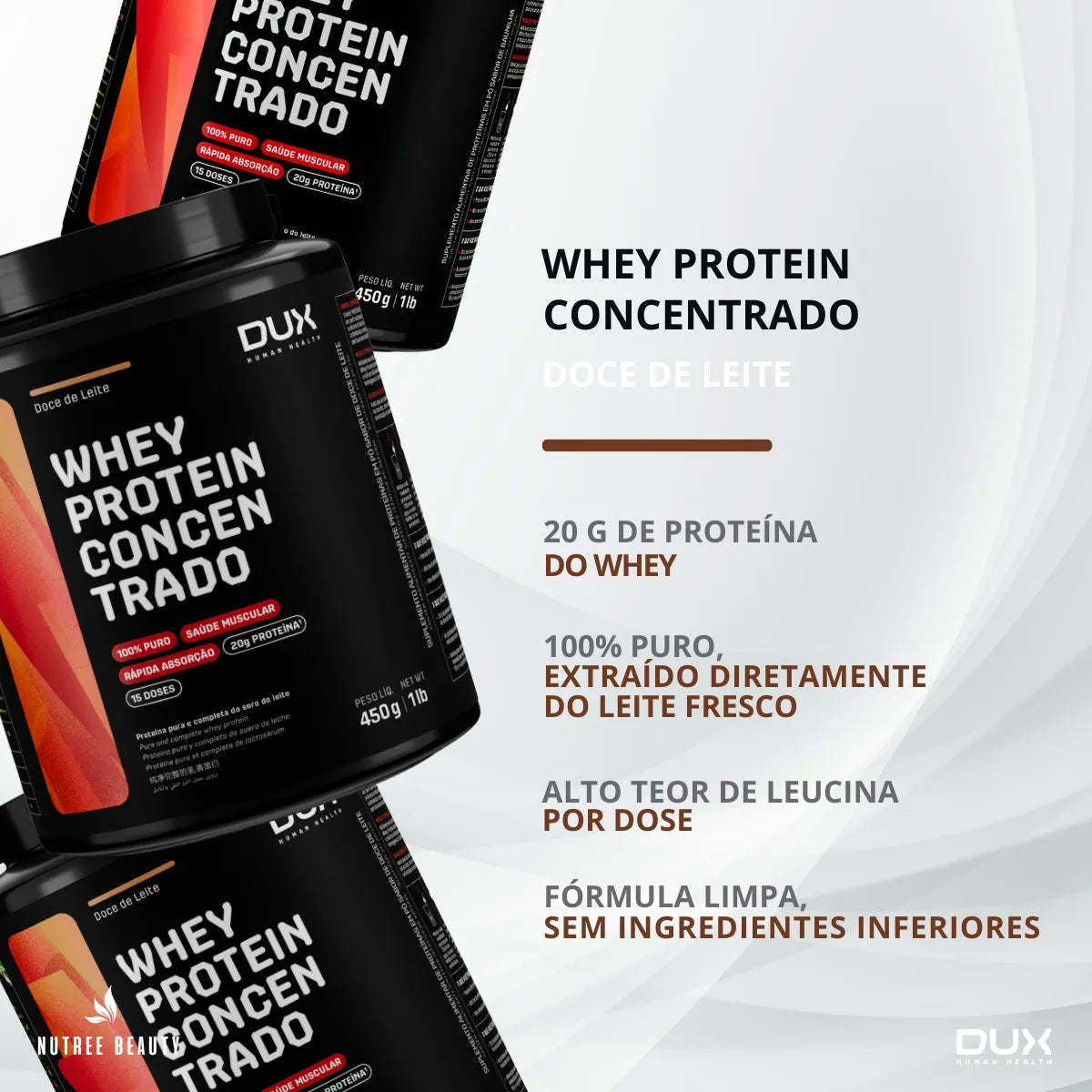 Whey Protein Dux concentrado Doce Leite Pote 450g