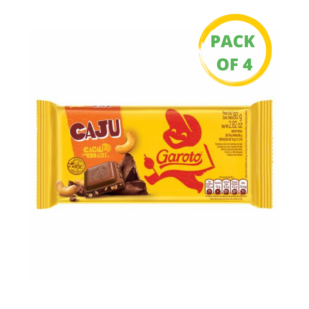 Chocolate Ao Leite Com Castanha De Caju Garoto 80 Gr.